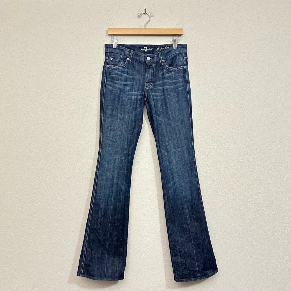 7 FOR ALL MANKIND A Pocket Flare Jeans Blue Stretch Denim Low Rise